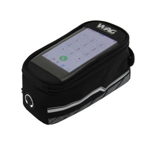 WAG Porta smartphone con borsetta porta oggetti, attacchi con velcro per fissaggio al tubo orizzontale. Misura S.